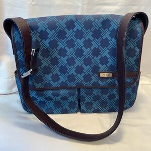 Tumi Dark and Light Blue Patterned Messenger Bag - Signature Collection